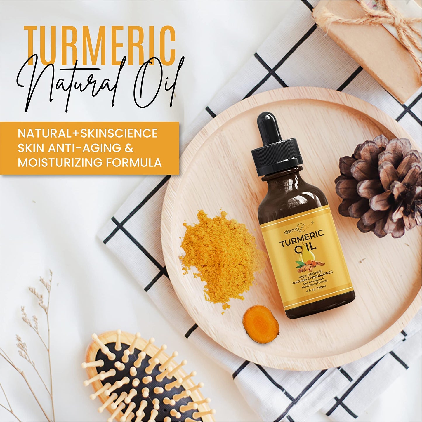DERMAXGEN Organic Turmeric Oil for Skin Lightening - Turmeric Face Oil for Dark Spots, Anti-Aging & Hydrating Dry Skin - Glow Moisturizer for Face, Neck & Eyes (4 FL OZ / 60 ML)