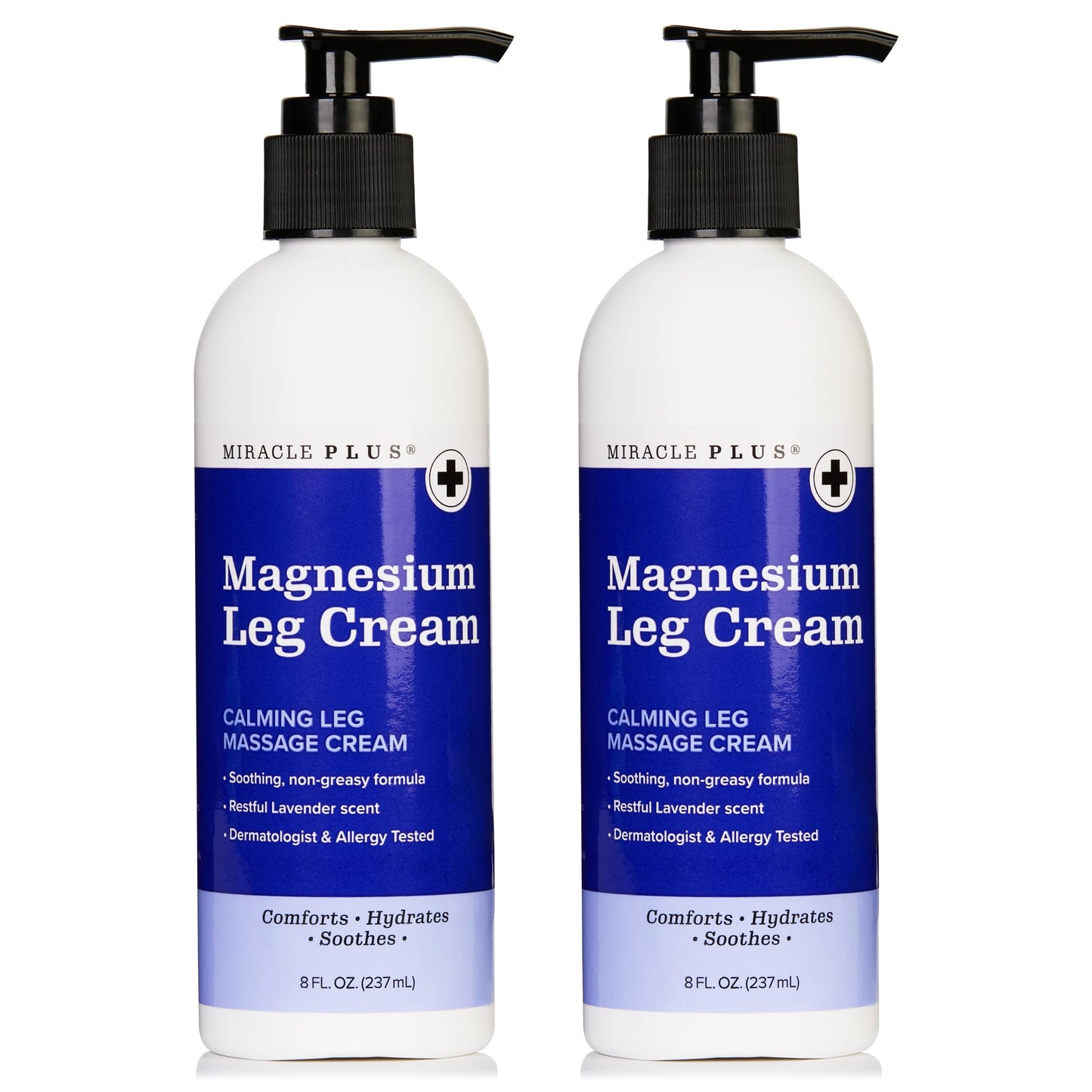 Miracle Plus Magnesium Cream For Leg Relief | Magnesium Lotion Calming Leg Cream Herbal Moisturizer Topical Body Butter Soothes + Calms Sensations, Itching, & Shaking, 2pc