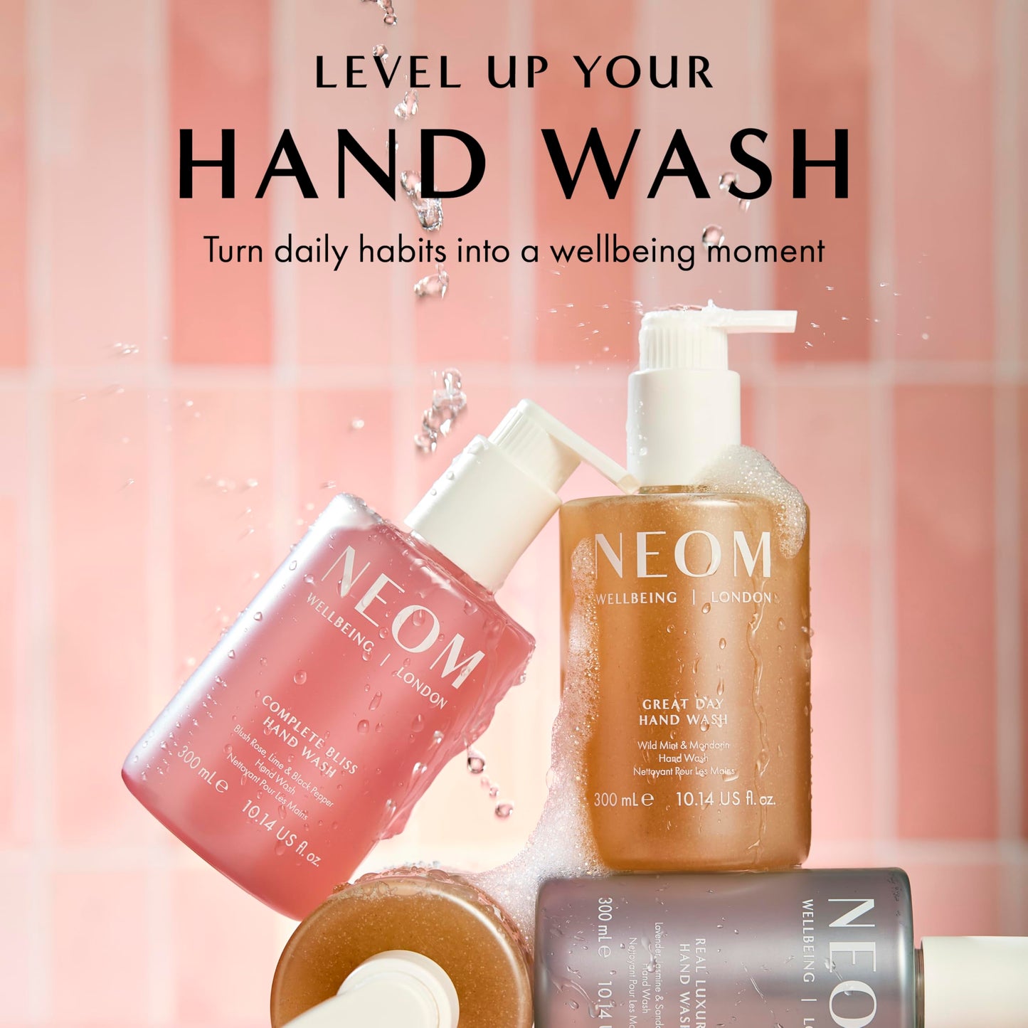 Neom Great Day Exfoliating Hand Wash, 300ml IWild mint and mandarin I Blended with orange peel to exfoliate I 100% Recyclable Bottle I Refillable