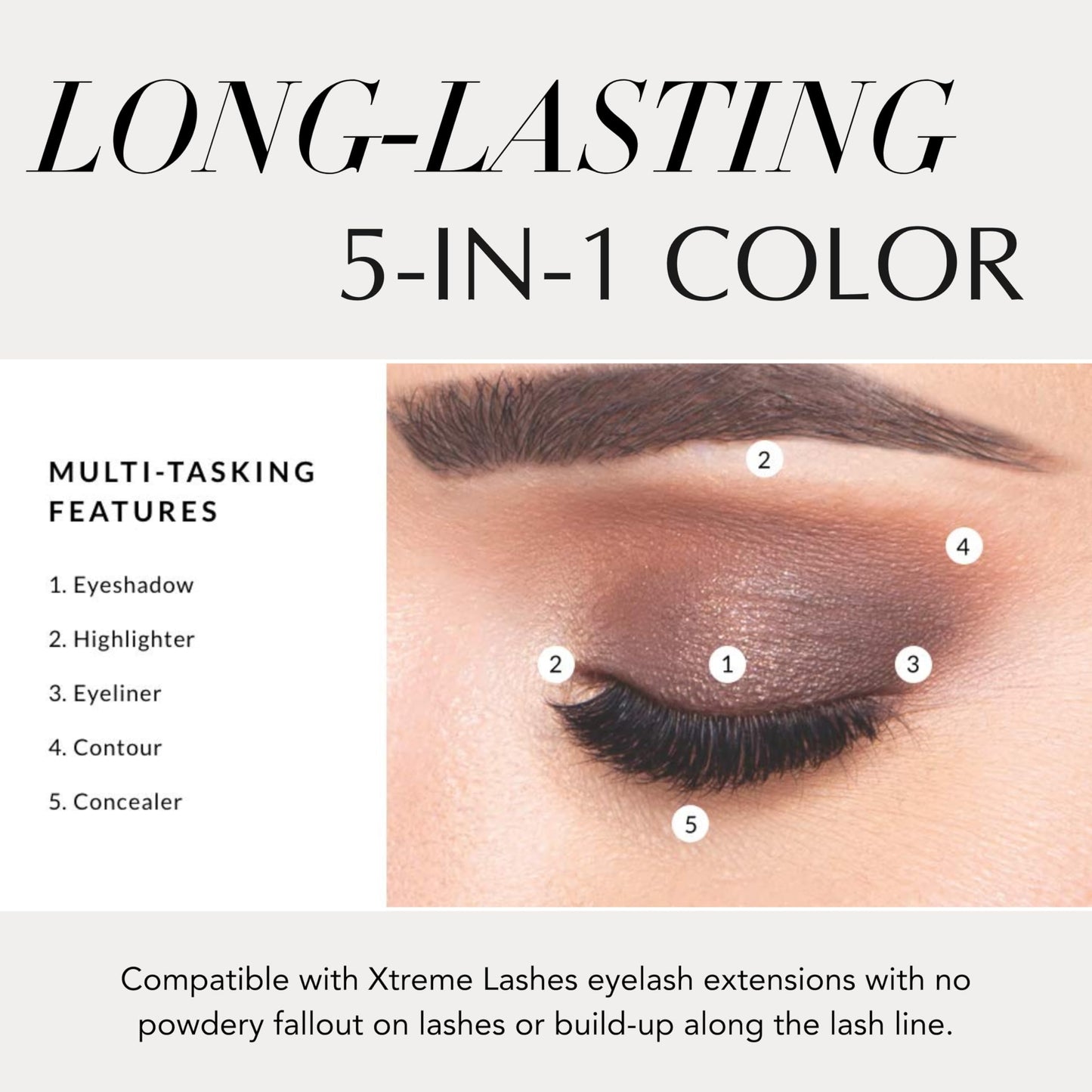 Xtreme Lashes GlideShadow Long Lasting Eyeshadow Stick, Mahogany, Matte Finish, Lightweight Cream to Powder Eye Makeup, No Fallout, Lash Extension Safe, Built-in Sharpener