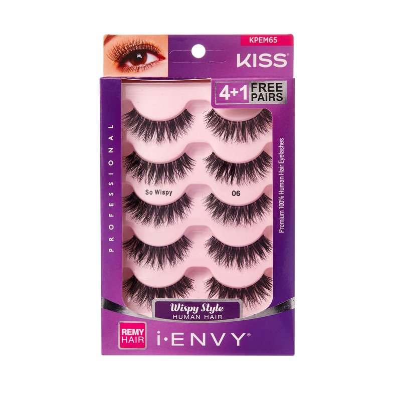 i•ENVY by KISS So Wispy Eyelashes 5 Pair Multi Pack (KPEM65) (2 Pack) Natural Wispy Style Made with Natural Hair