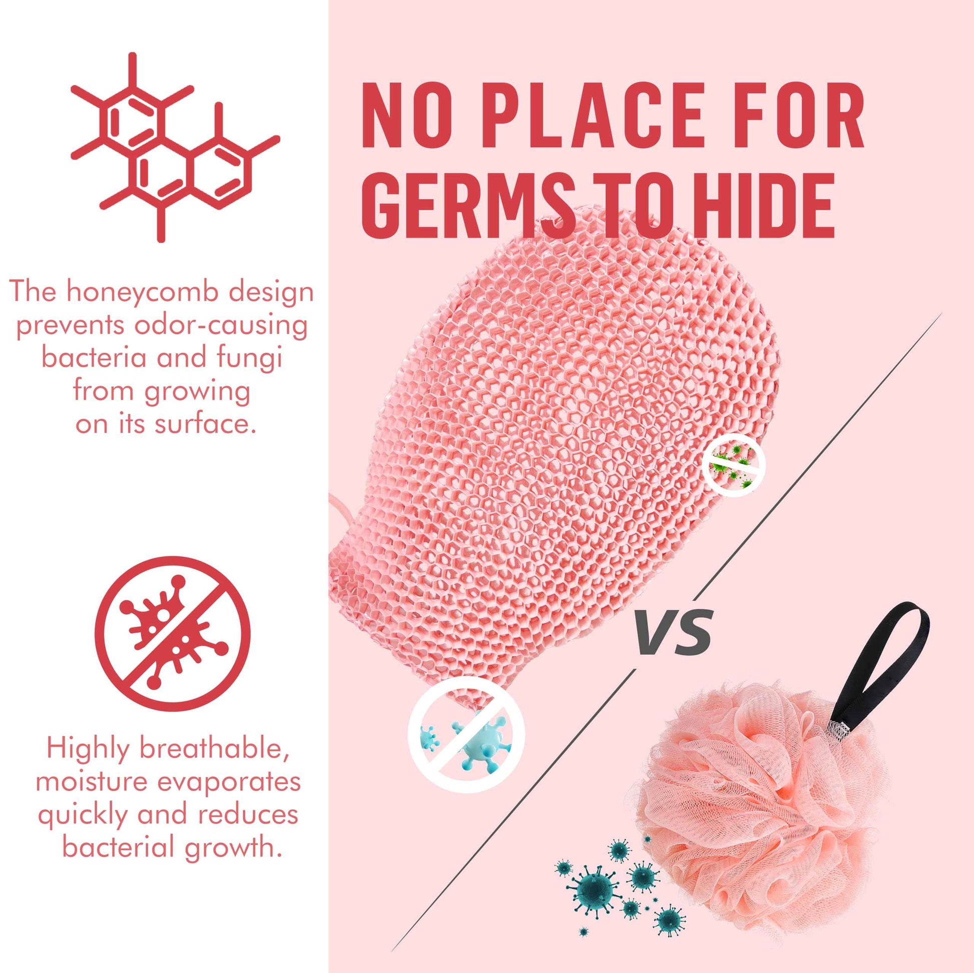 Bath Mitt - Exfoliating Glove, Honeycomb Body Scrubber,Massage Body Scrub Gloves for Home Spa,Mitt Sponges for Cleaning Body,Deep and Gentle,Fast foaming (Pink(Softer,Small Size,) New Version)
