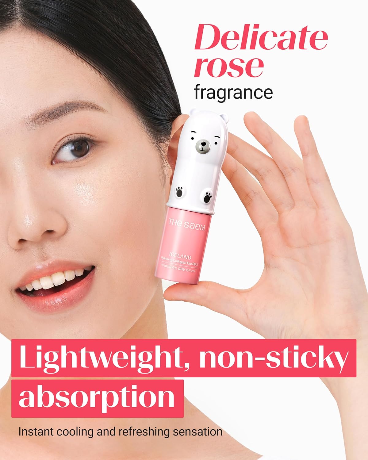 Iceland Hydrating Collagen Eye Stick - Anti-Wrinkle Moisturizing Balm for Saggy Skin | 0.38 oz Rose Scent