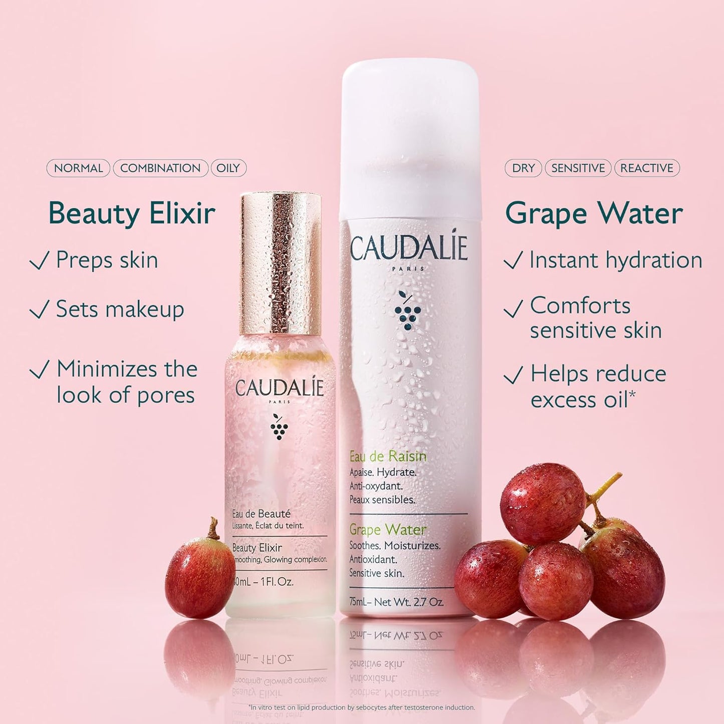 Caudalie Grape Water Face Mist - Hydrating Antioxidant Spray for All Skin Types | Sensitive Skin Safe