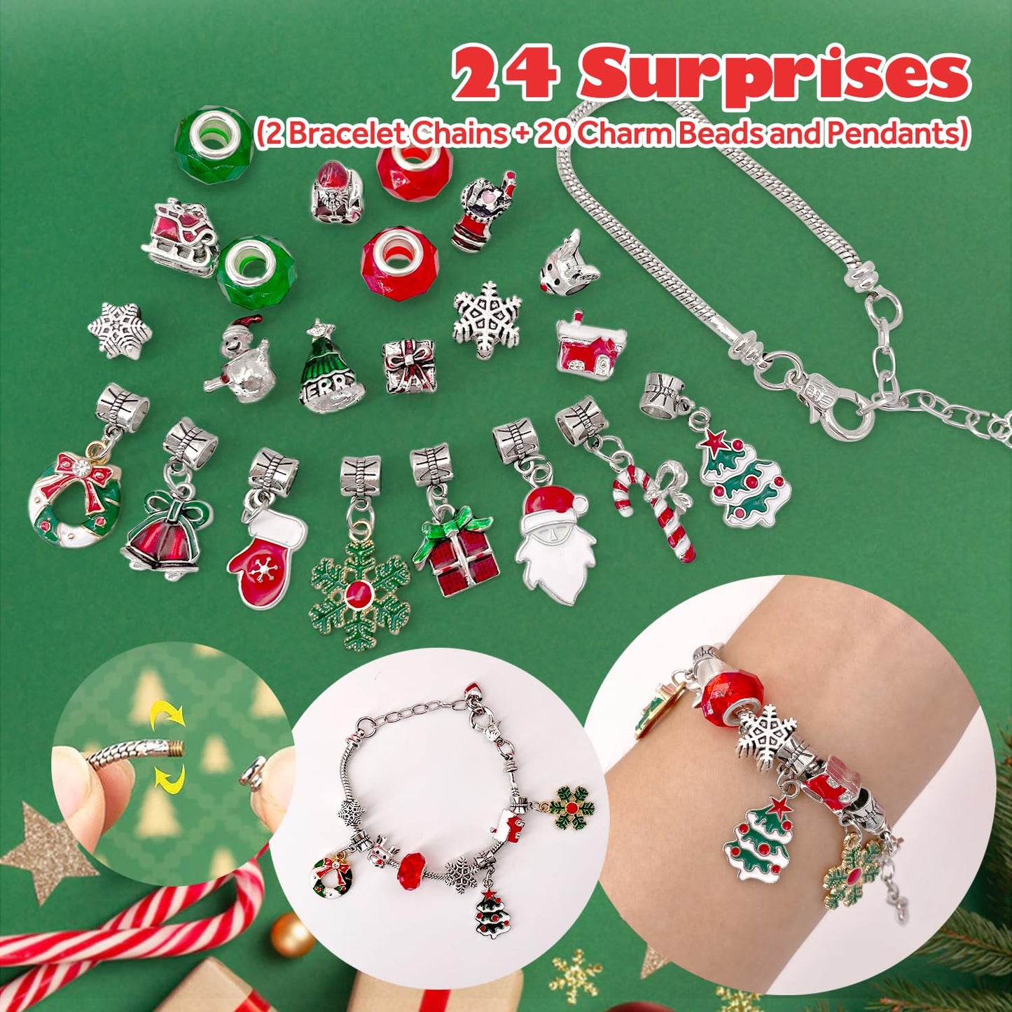 Advent Calendar 2025, 24 Piece Christmas Bath Bombs for Kids, 24 Days of Surprise Bath Bombs for Kids with Christmas Themed Jewelrys Inside