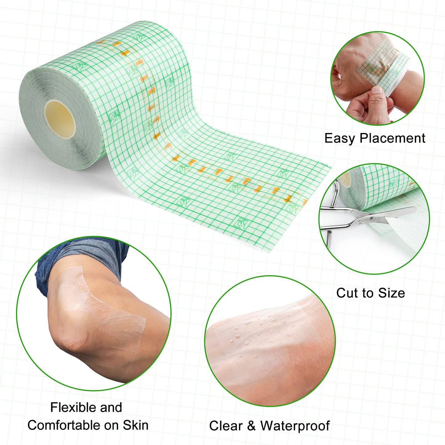 LotFancy Tattoo Aftercare Bandage, 4" x 12 Yards Roll, Transparent Film Dressing, Waterproof Protective Tattoo Wrap Tape for Second Skin Healing, New Tattoos and Scar Therapy