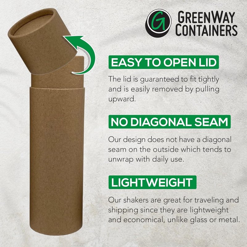 Kraft Paper Shaker Tubes - 10 Pack Biodegradable Containers for Powdered Cosmetics | 4oz, Fully Compostable, White