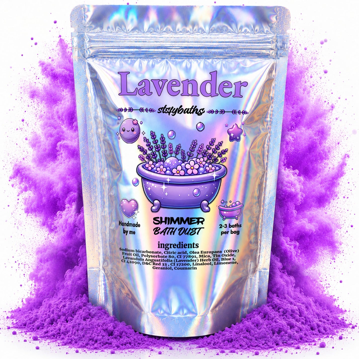 Stsfybaths Purple Lavender Shimmer Bath Bomb in A Bag - Handmade Scented Bath Bombs for Women,Kids and Men - Bulk Bathbomb Fizzies Perfect for Boys and Girls All Ages (Small, Purple)