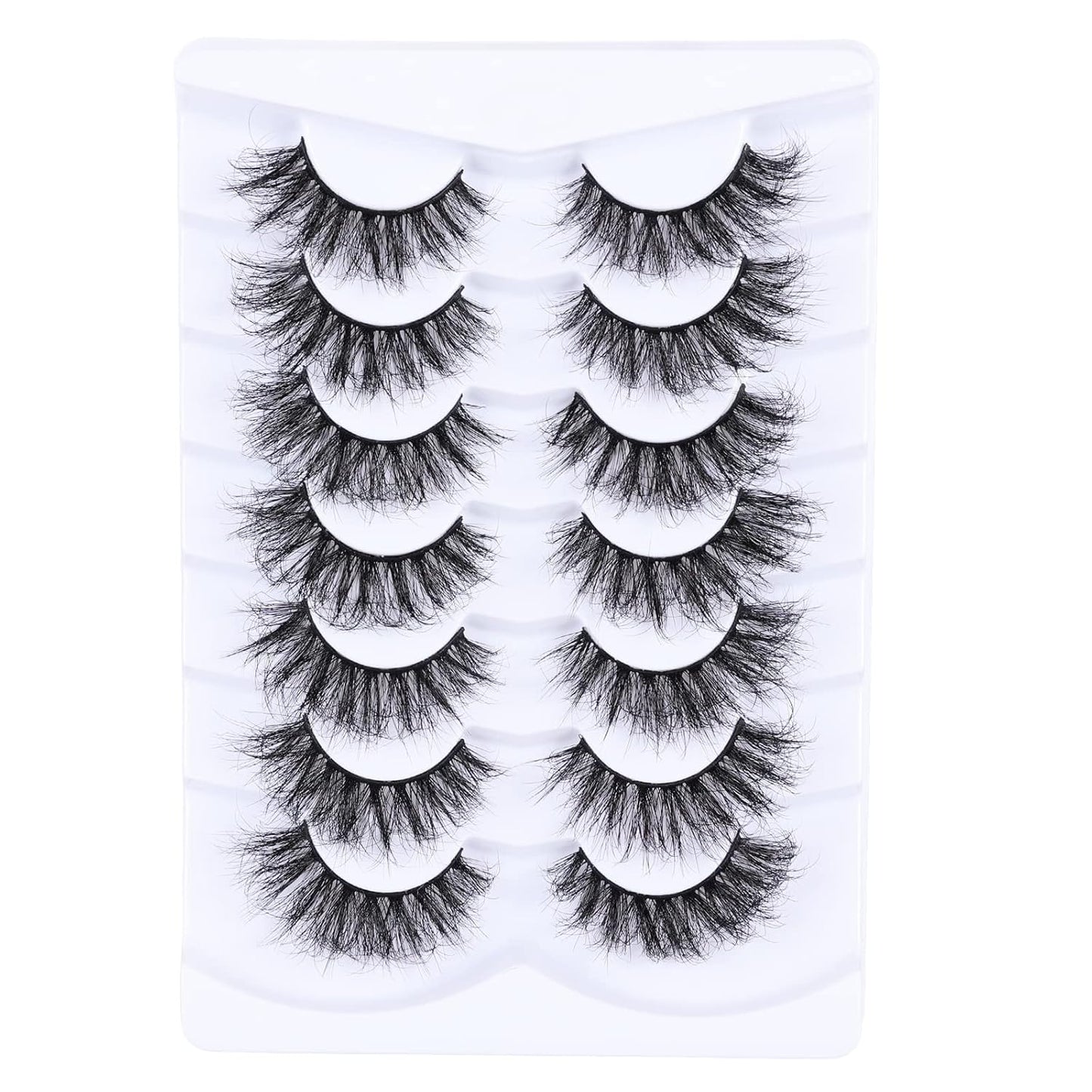 Lashes Eyelashes 8D Fluffy False Eyelashes Wispy Faux Mink Lashes Light Weight Fake Eyelashes Cat Eye Lashes 7 Pairs Pack, Black