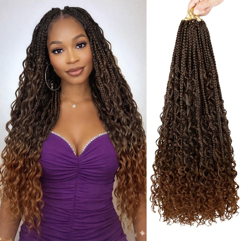 Boho Box Braids Crochet Hair 24 Inch, Goddess Crochet Box Braids with Curly Ends, Pre Looped Synthetic Crochet Hair for Black Women – NAYOO