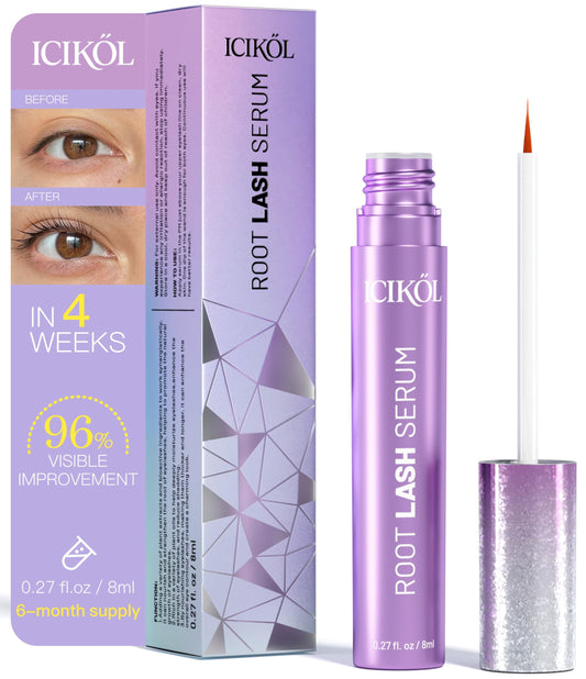 ICIKOL Eyelash Growth Serum, Advanced Lash Enhancing Treatment - Peptide & Vitamin Formula for Longger, Thicker and Fuller Looking Lashes, Vegan & Cruelty - Free for Sensitive Eyes, 8mL/ 0.27 fl oz