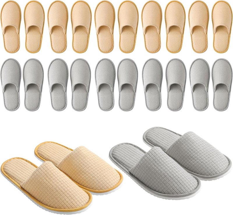 Disposable House Slippers - 12 Pair Washable Non-Slip Closed Toe | Ideal for Guests, Travel & Indoor Use