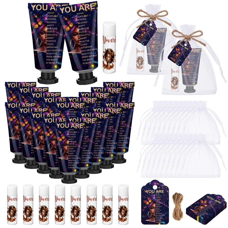 Swiffen 24 Sets Christian Graduation Gifts Hand Cream and Lip Balm Bulk Teacher Appreciation Gifts Bible Verse Thank You Cards with Organza Bag for Graduation Supplies(Stylish)