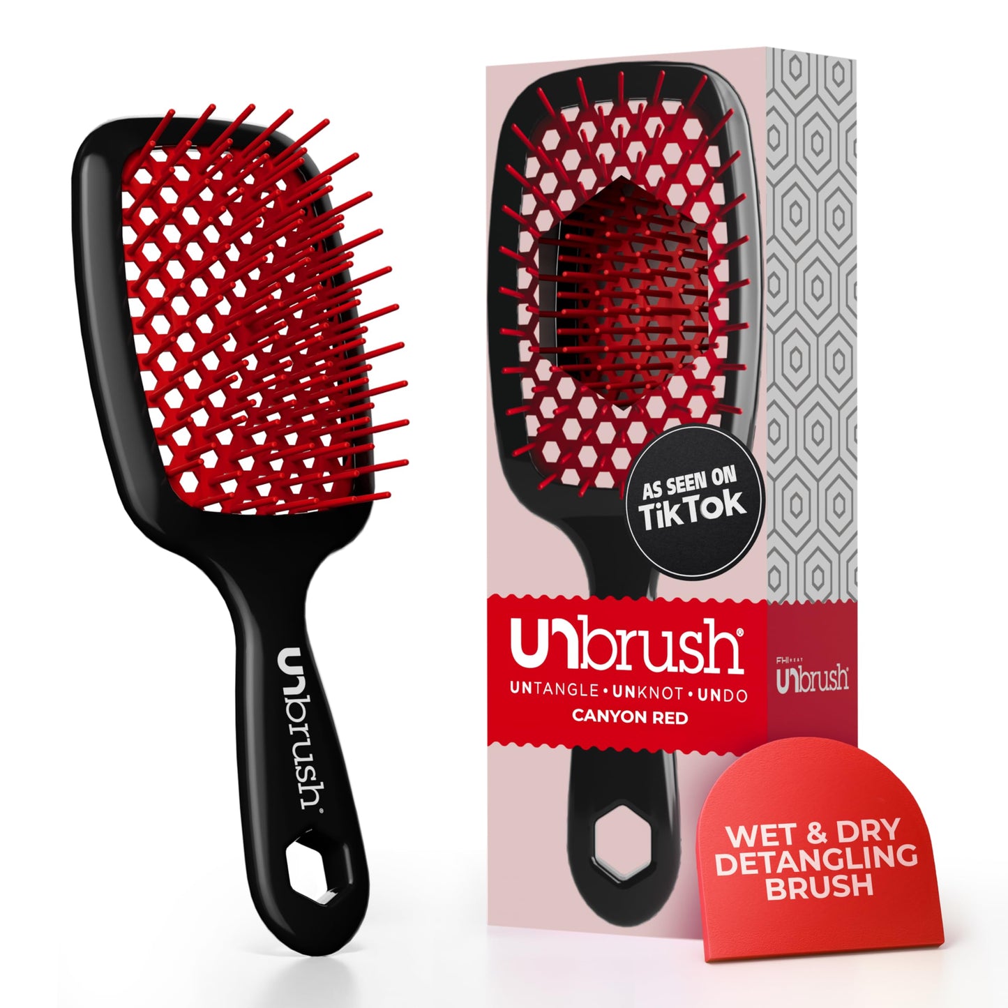 FHI HEAT Unbrush, Red - Detangling Hair Brush Red