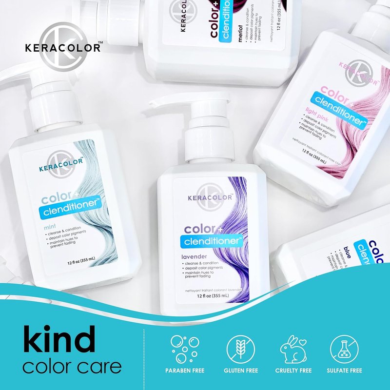 Keracolor Color + Clenditioner - 3-in-1 Color-Depositing Conditioner | Semi-Permanent Hair Color, 12 Fl Oz, 23 Shades