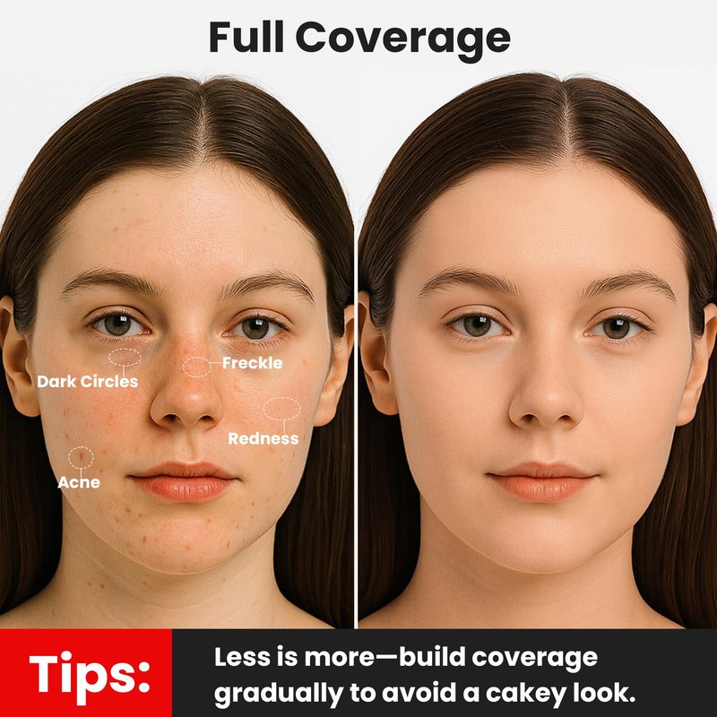 FV Waterproof Liquid Concealer, Full Coverage for Dark Circles, Redness, Fine Lines and Acne, Lightweight & Longwear, Matte Hydrating Concealer Makeup for Women, 02 Light