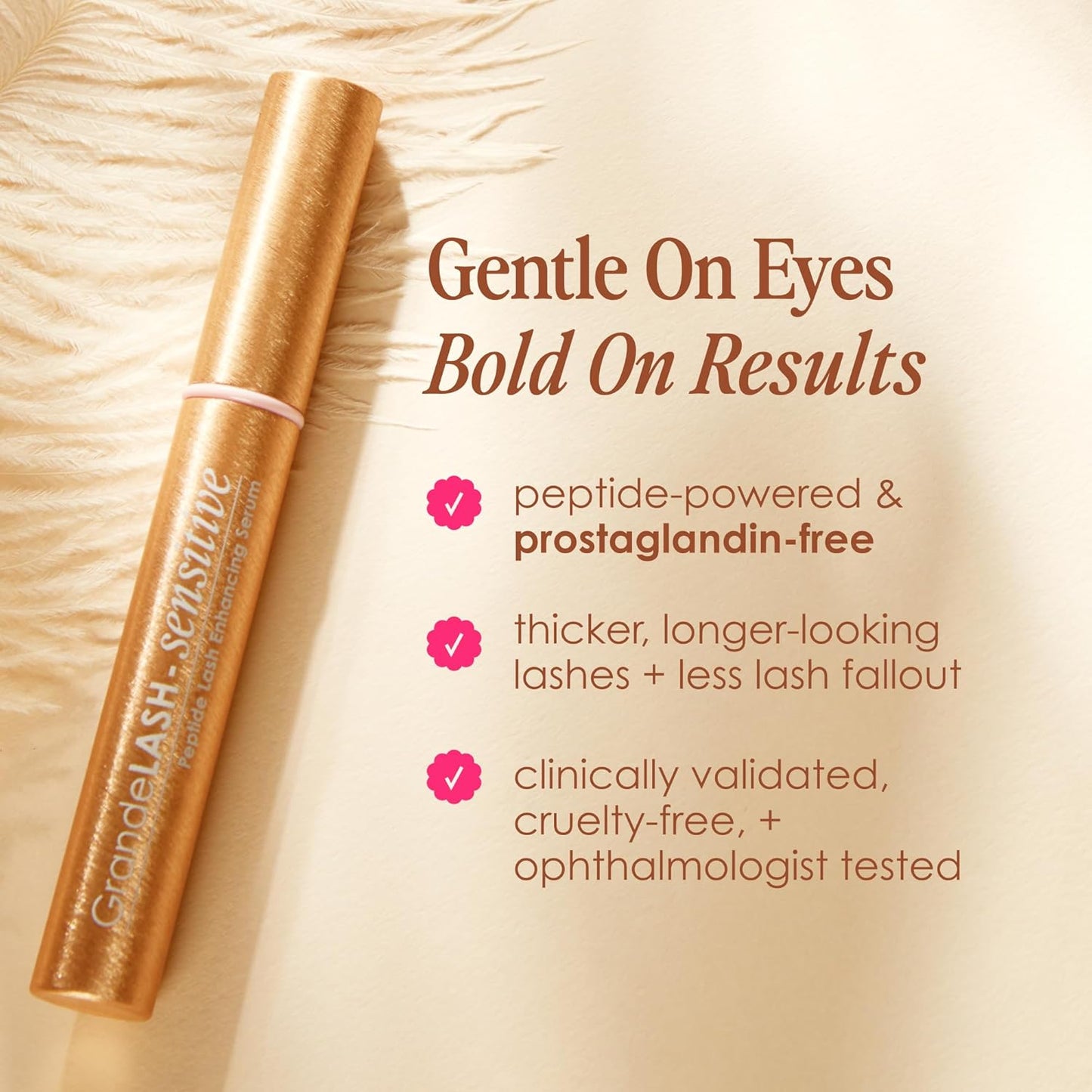 Grande Cosmetics GrandeLASH Sensitive Lash Serum - Prostaglandin-Free, Peptide-Infused Formula for Fuller, Longer Natural Eyelashes | Nourishing Botanicals, Cruelty-Free