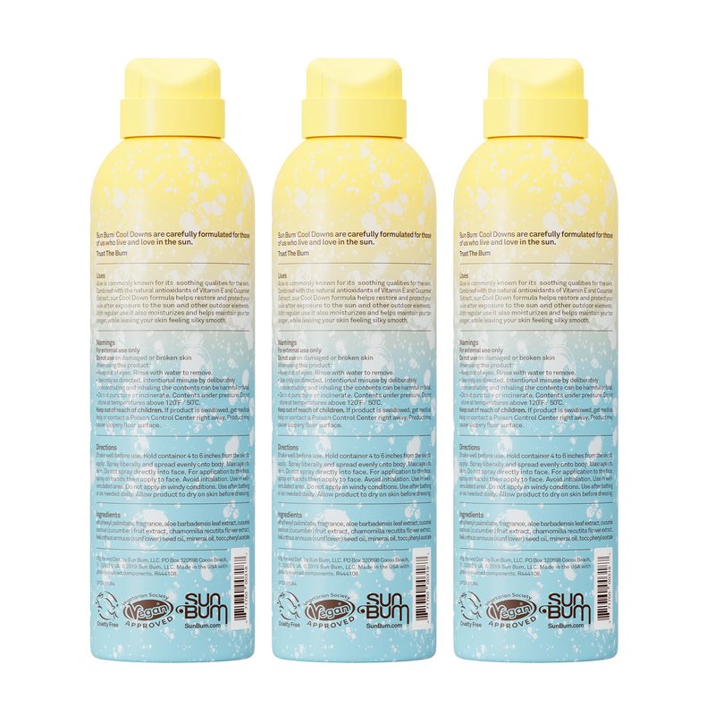Sun Bum Cool Down Aloe Vera Spray - Vegan After Sun Care to Soothe and Hydrate Sunburn - 6 oz (3 pack)
