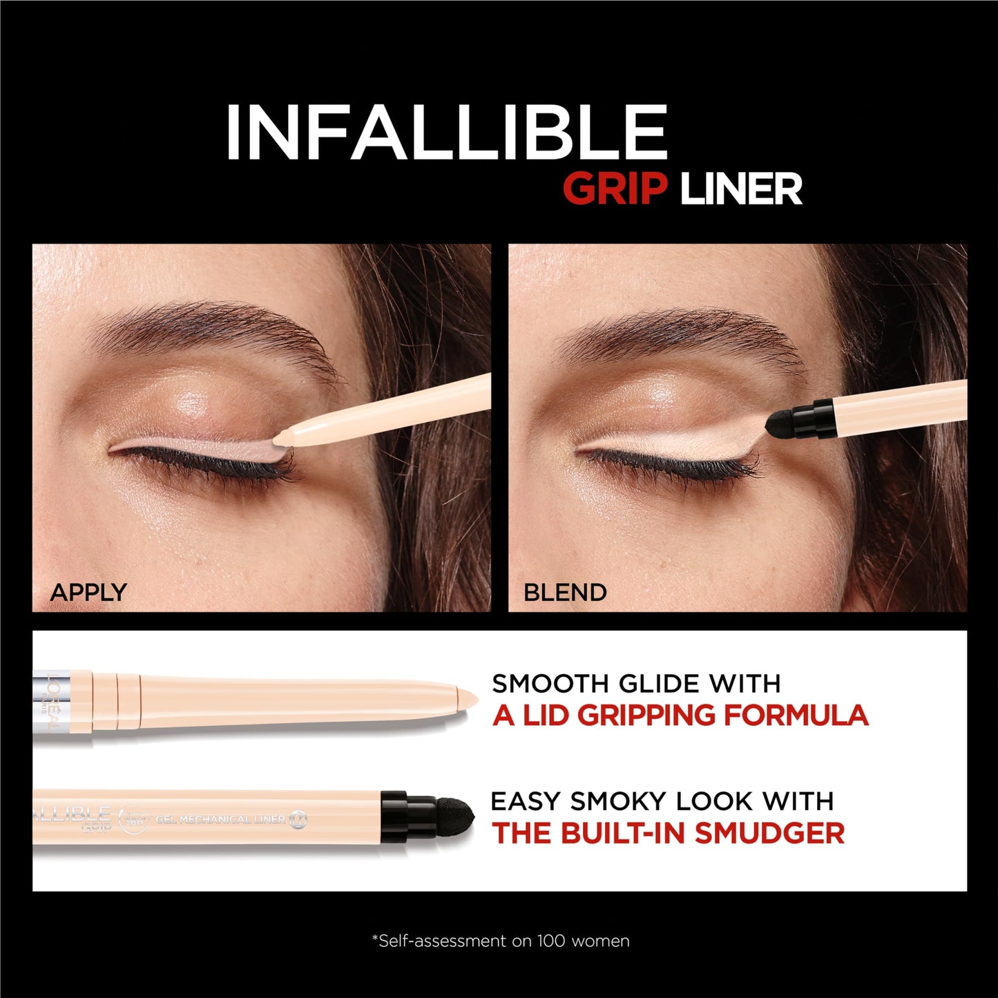 L'Oreal Paris Infallible Grip Mechanical Gel Eyeliner Pencil, Smudge-Resistant, Waterproof Eye Makeup with Up to 36HR Wear, Bright Nude, 0.01 Oz
