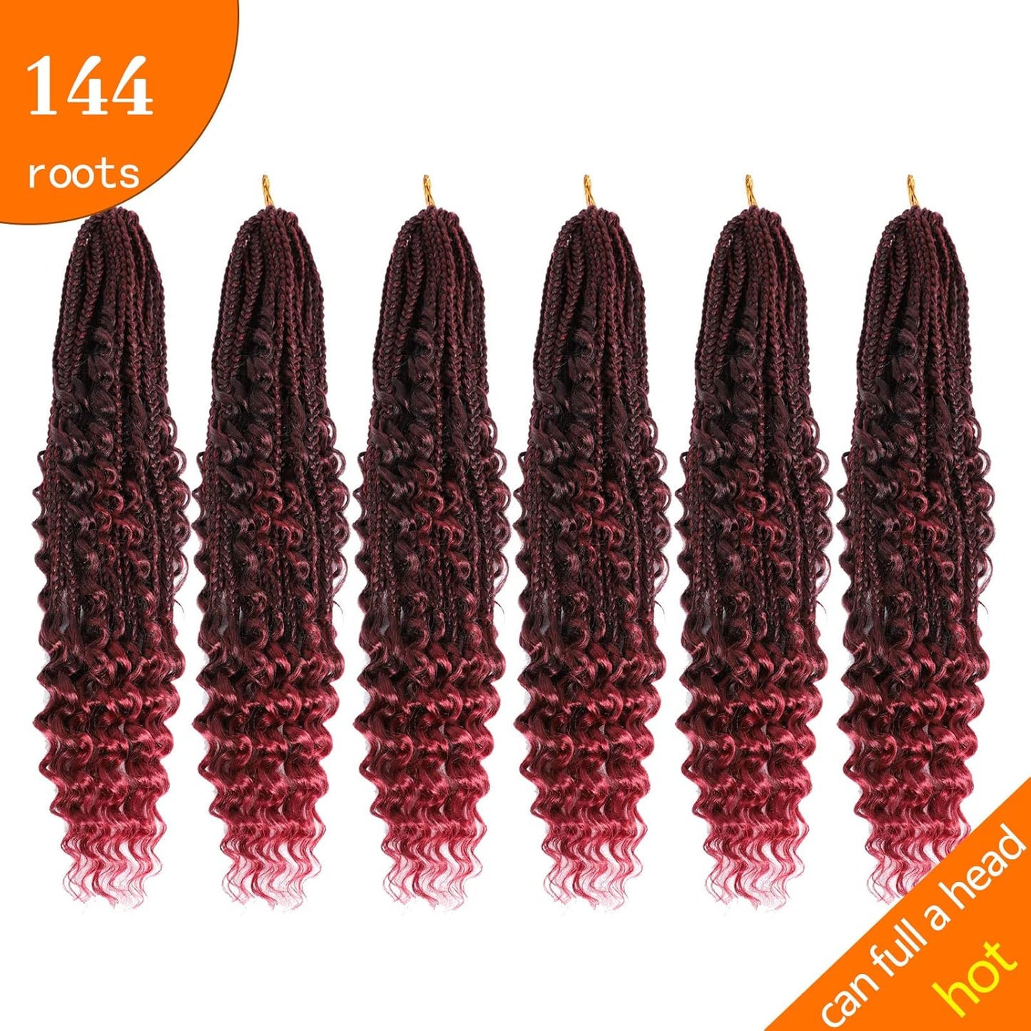 Goddess Curly Ends 22-Inch Bohomian Crochet Braids - 144 Strands Synthetic Hair Extensions | TBUG Color