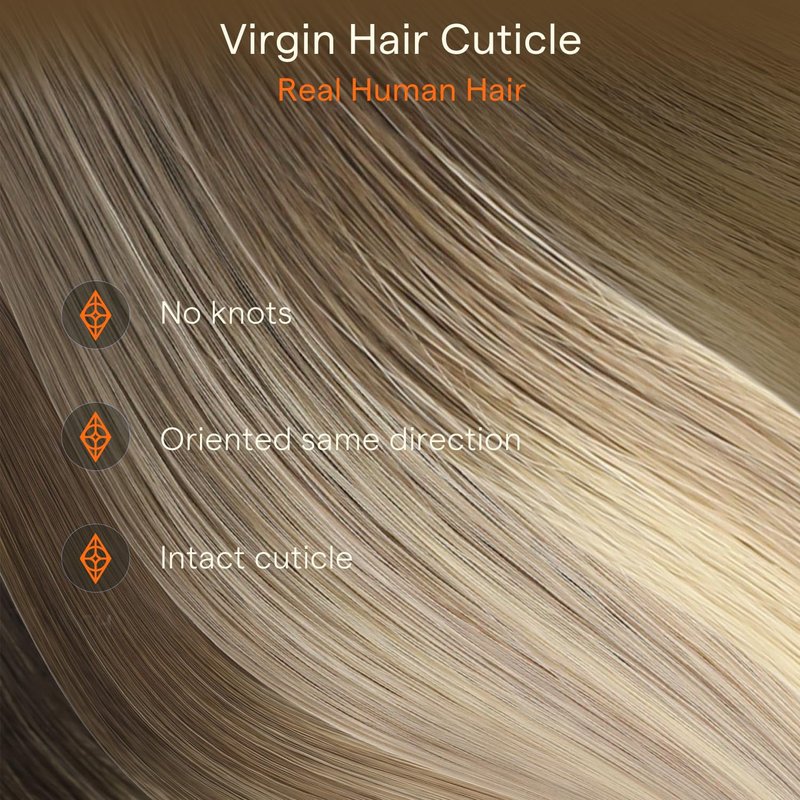 Invisible Tape-In Hair Extensions | 16 Inch Human Hair Balayage - Soft Brown to Beige Blonde - 10 Pcs, 20g
