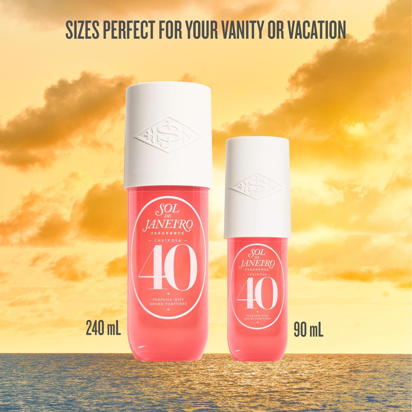 Sol de Janeiro Cheirosa Hair & Body Fragrance Mist Full Size and Travel Size Set - Home and Away Bundle - 8.1 & 3 fl oz Duo (Cheirosa 40)