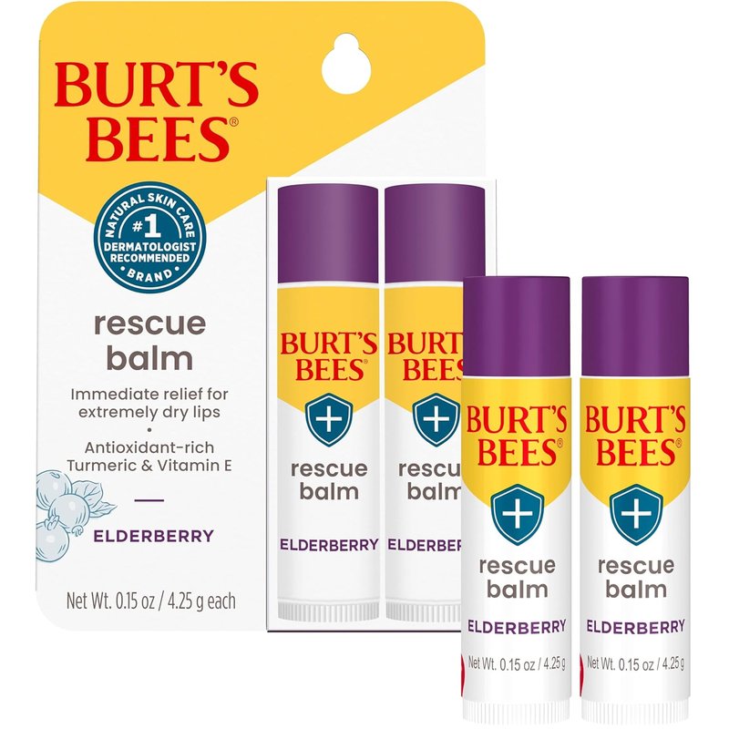 Burt's Bees Elderberry Lip Balm - Antioxidant-Rich, Tint-Free Natural Care | 2 Tubes, 0.15 oz Each