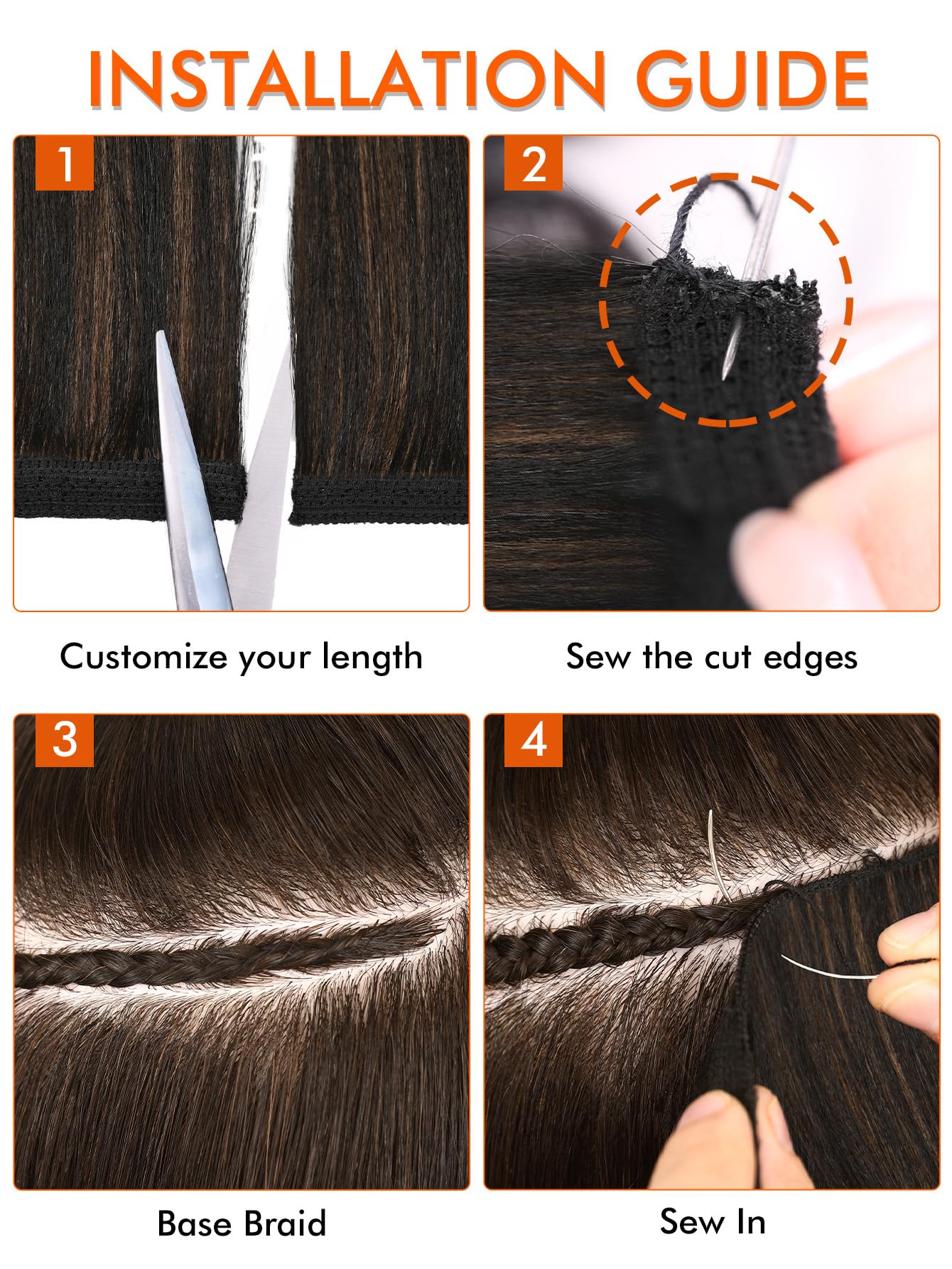 HANNE Sew in Hair Extensions 3 Bundles 18 20 22 Inch 4-Layer Craftsmanship 100% Japanese Futura Fiber Straight Bundles Synthetic Quick Weave Hair Bundles（1B/30）