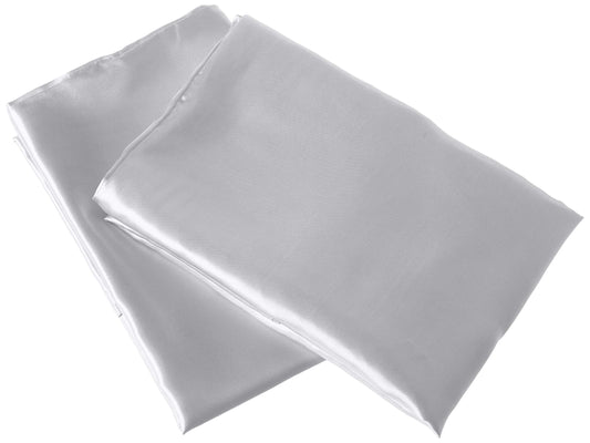 Morning Glamour Satin Pillowcases for Hair & Skin, Similar to Silk, Standard/Queen Size Set of 2, Cooling Pillow Case with Envelope Closure, Gifts for Women, 20”x26” Silver