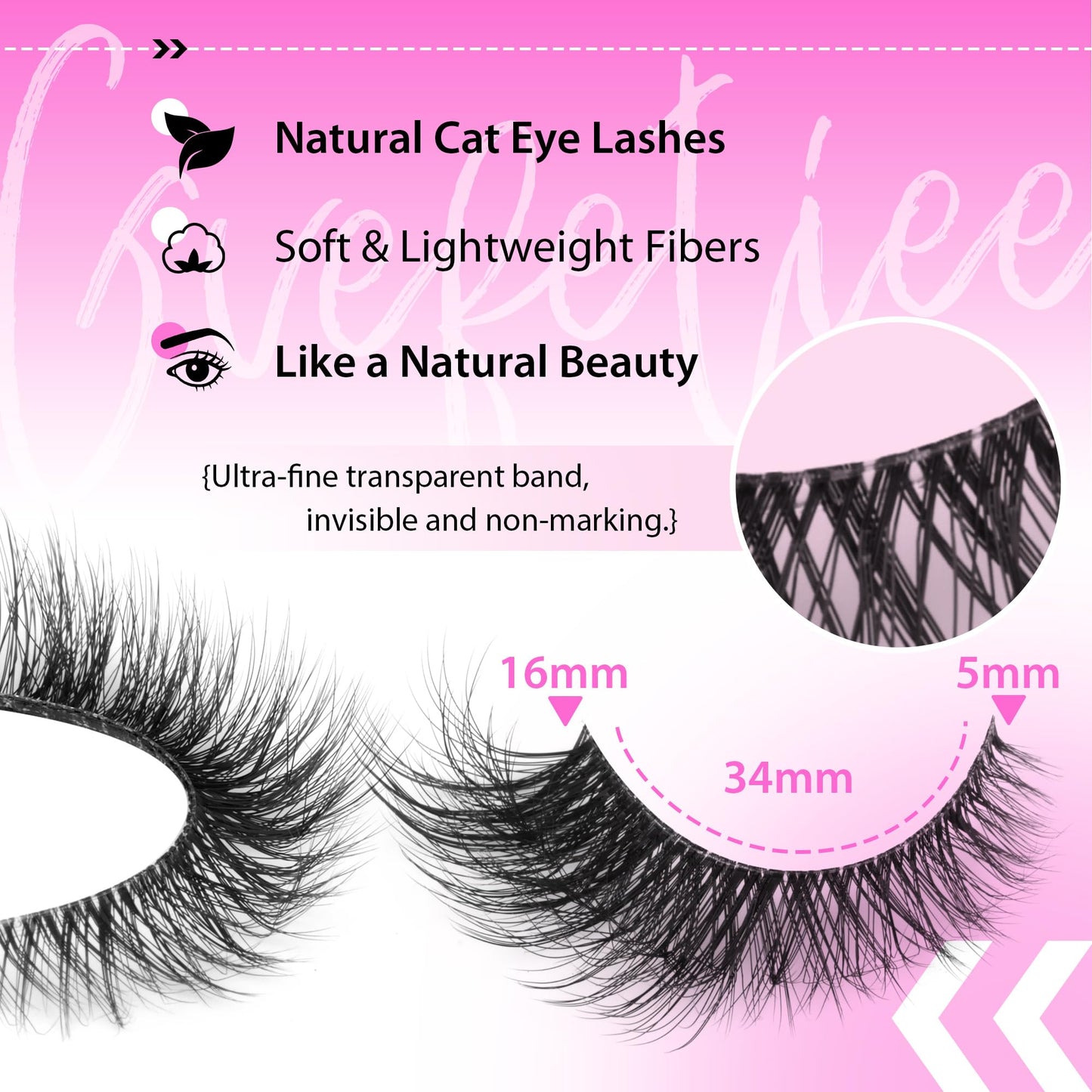 Fox Eye Lashes Wispy Eyelashes Natural Look Clear Band Lashes Fluffy Faux Mink Lashes Strip Natural False Lashes Pack by GVEFETIEE 8 Pairs