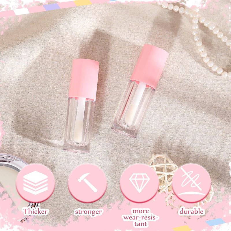 Empty Lip Gloss Tubes - 30 Pcs Pink 6ml Refillable Containers with Wand & Rubber Stoppers | DIY Makeup Kit