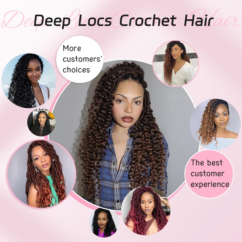 24 Inch Deep Faux Locs Crochet Hair Goddess Locs Crochet Hair for Women Faux Locs Crochet with Curly Ends Pre Looped Deep Wave Soft Locs Synthetic Hair Extension 8 Packs Black Color