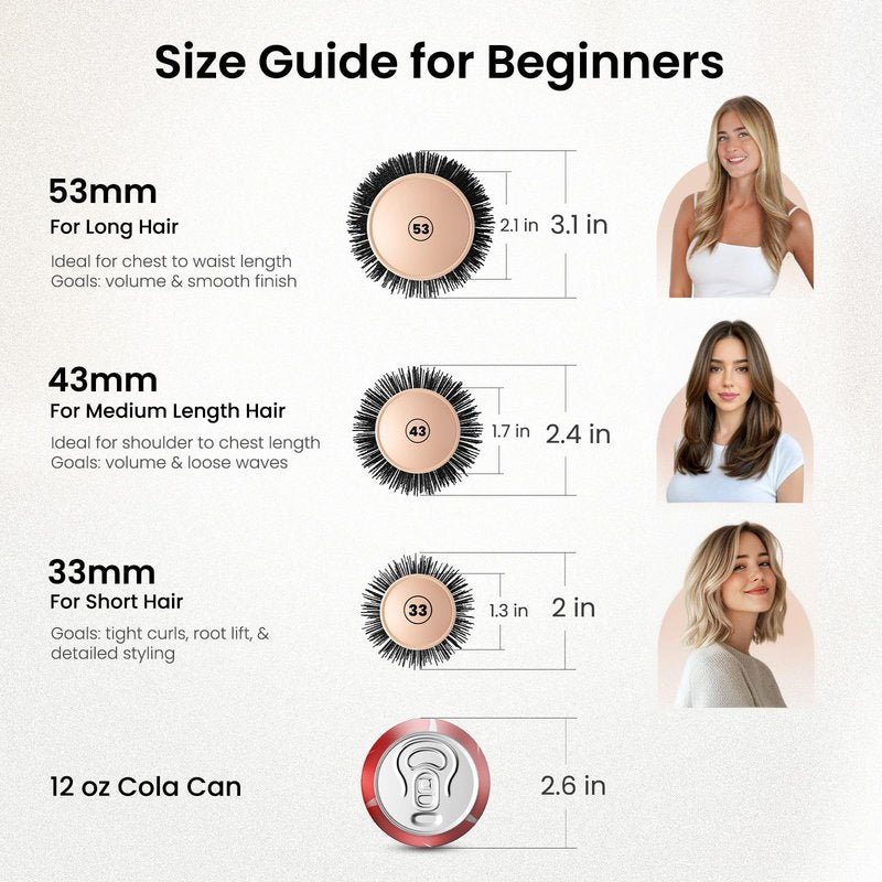 AIMIKE Round Brush for Blow Out, Small Round Hair Brush w/Nano Ion Thermal Ceramic Tech, Professional RoundBrush for Blow Drying & Styling, Maximum Volume and Shine, Barrel 1.3 inch