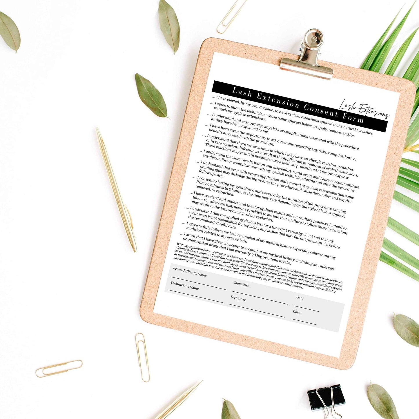 Lash Extension Consent, Intake, Aftercare Forms | 75 Pack | 8.5x11" Paper Size | Eyelash Extension Supplies