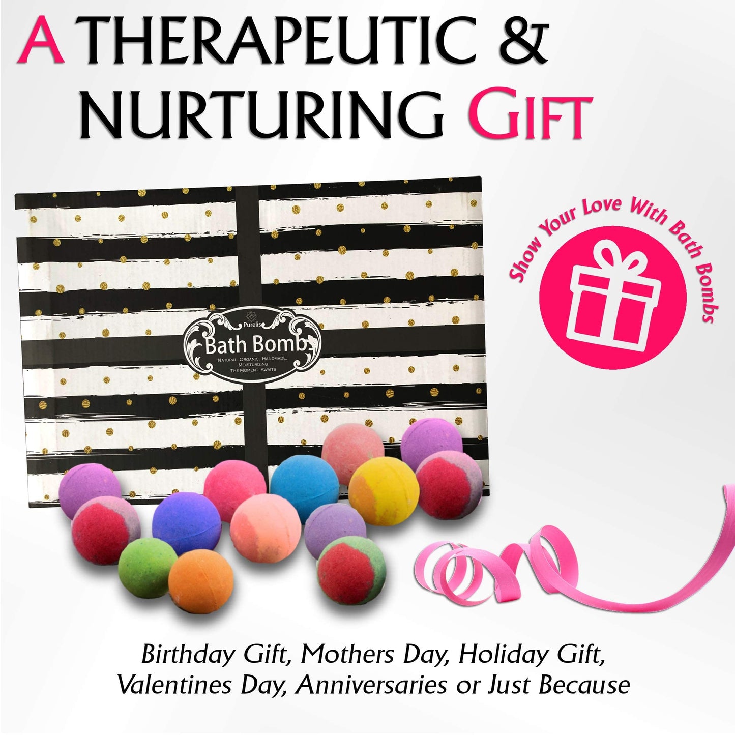 Bath Bombs Gift Set for Women and Men. 24 Luxury Bath Bombs Individually Wrapped Bulk Box. Moisturizing Organic Bath Bombs for Women, Men and Kids! Best Bath Bomb Set for Teens Too! Gifts for Him
