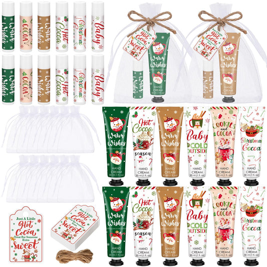 Demissle Christmas Hot Cocoa Party Favors Hand Cream Lip Balm Gifts