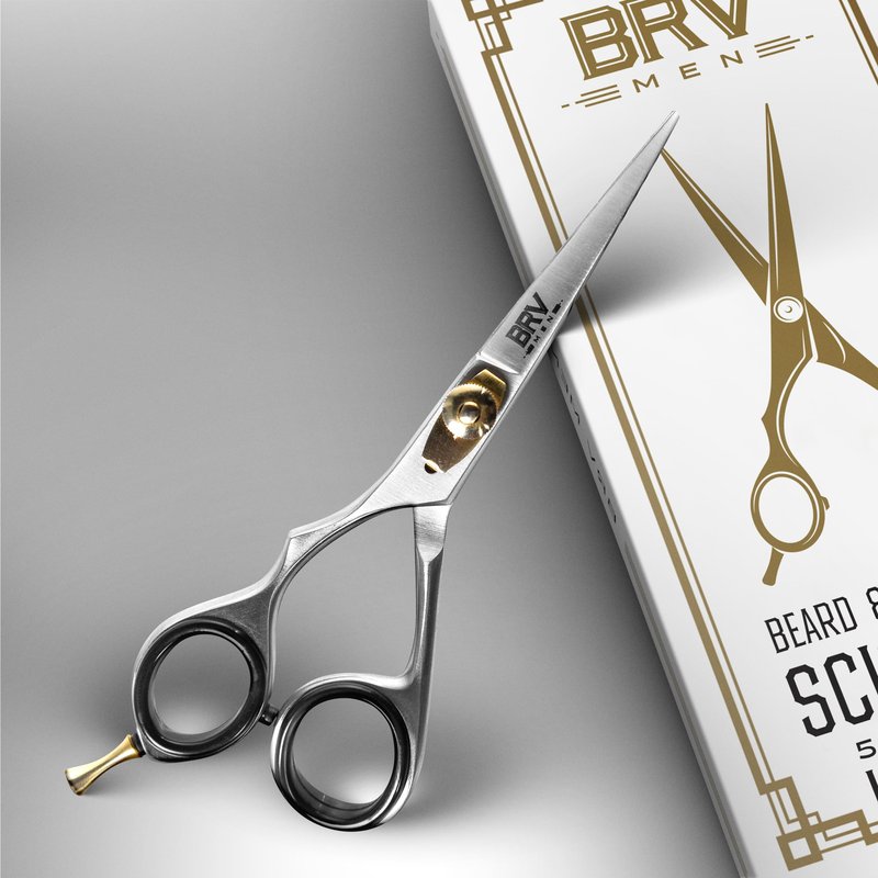 LEFT HANDED Razor Sharp Mustache & Beard Scissors - 5.5" - 100% High Carbon Stainless Steel - Facial Hair Trimming Shears (LEFT HANDED - Silver)