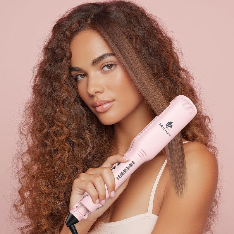MiroPure 1.5 Inch Flat Iron, Hair Straightener with 30S Fast Heating & 60min Auto Shut-Off, Hair Straightener and Curler 2 in 1 with 3D Ceramic Floating Plates, Black