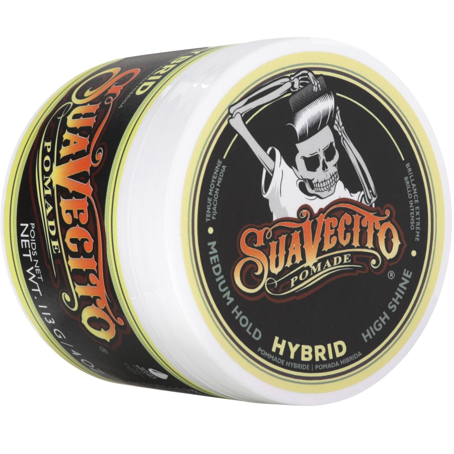 Suavecito Hybrid Pomade For Men - Medium Hold - High Shine - Oil & Water Based Formula - Easy To Wash Out - 4 oz