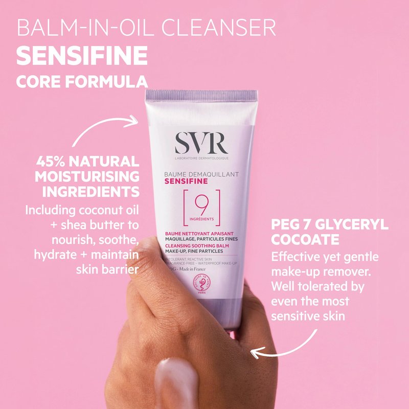 SVR - Sensifine Cleansing Balm - Sensitive Skin Care - Double Cleanser for Dry, Sensitive Skin Efficiency - Removes Makeup, Dirt & Impurities - Hypoallergenic, Dermatologically Tested - 3.5 fl.oz