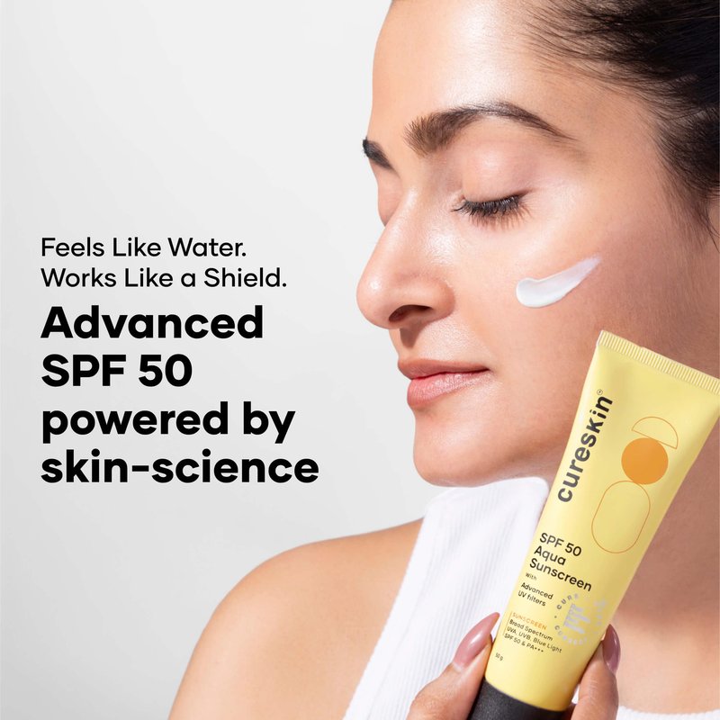 Cureskin SPF 50 Aqua Sunscreen with Advanced UV Filters | Broad Spectrum Sun, UVA, UVB, Blue Light Protection, SPF 50 & PA+++, 1.76 Ounce (Pack of 1)