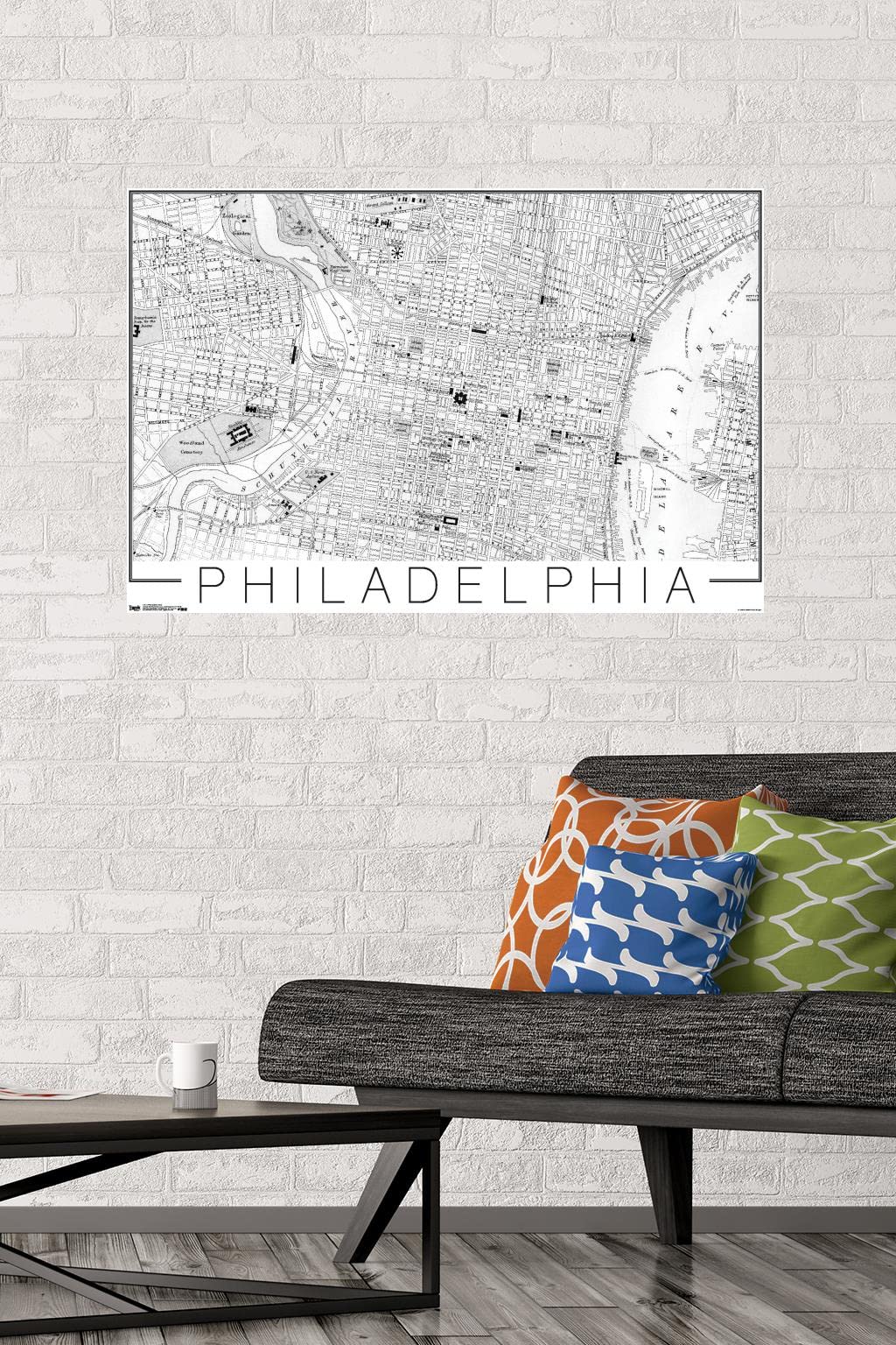 Trends International Philadelphia Map Wall Poster, 22.375" x 34", Unframed Version