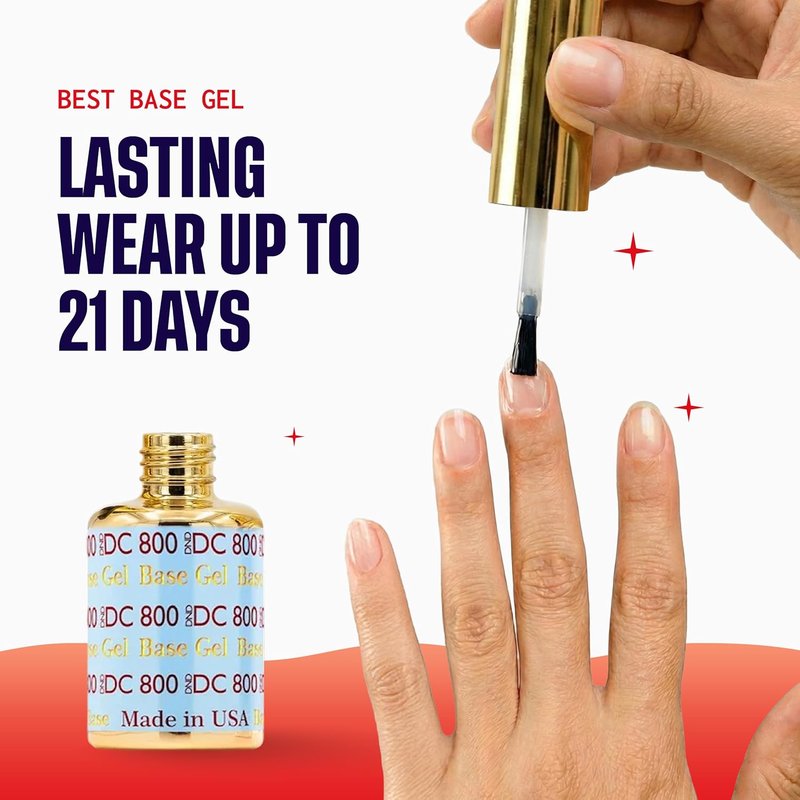 DND Gel Polish Set - UV/LED Base & No Cleanse Top Coat Duo | 0.5 Fl Oz Each