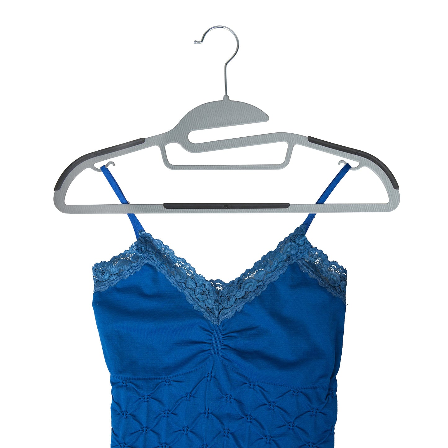 Simplify 8 Pack Ultimate Hanger | S-Shape Collar Saver | Ultra-Thin | Non-Slip | Accessory Bar | Belts | Scarves | Ties | Tank Top | Closet Organization | Light Grey