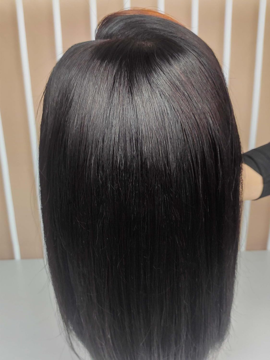 Short Bob Wig - Glueless Human Hair Lace Front Wig for Black Women | Pre Plucked Straight 10-Inch with Brown Streaks