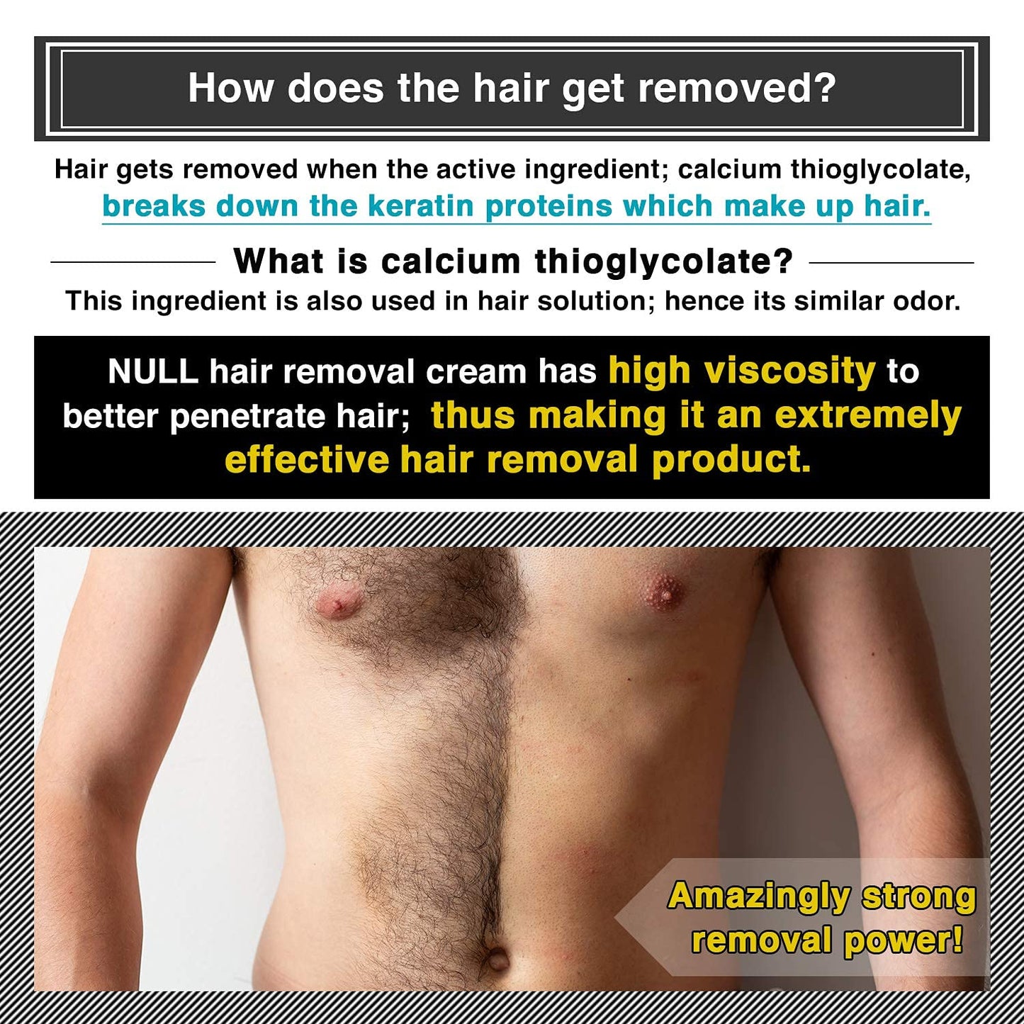 Hair Removal Cream for Men - Painless Aloe Vera Depilatory | 8.81 oz for Body, Arms, Legs & Chest