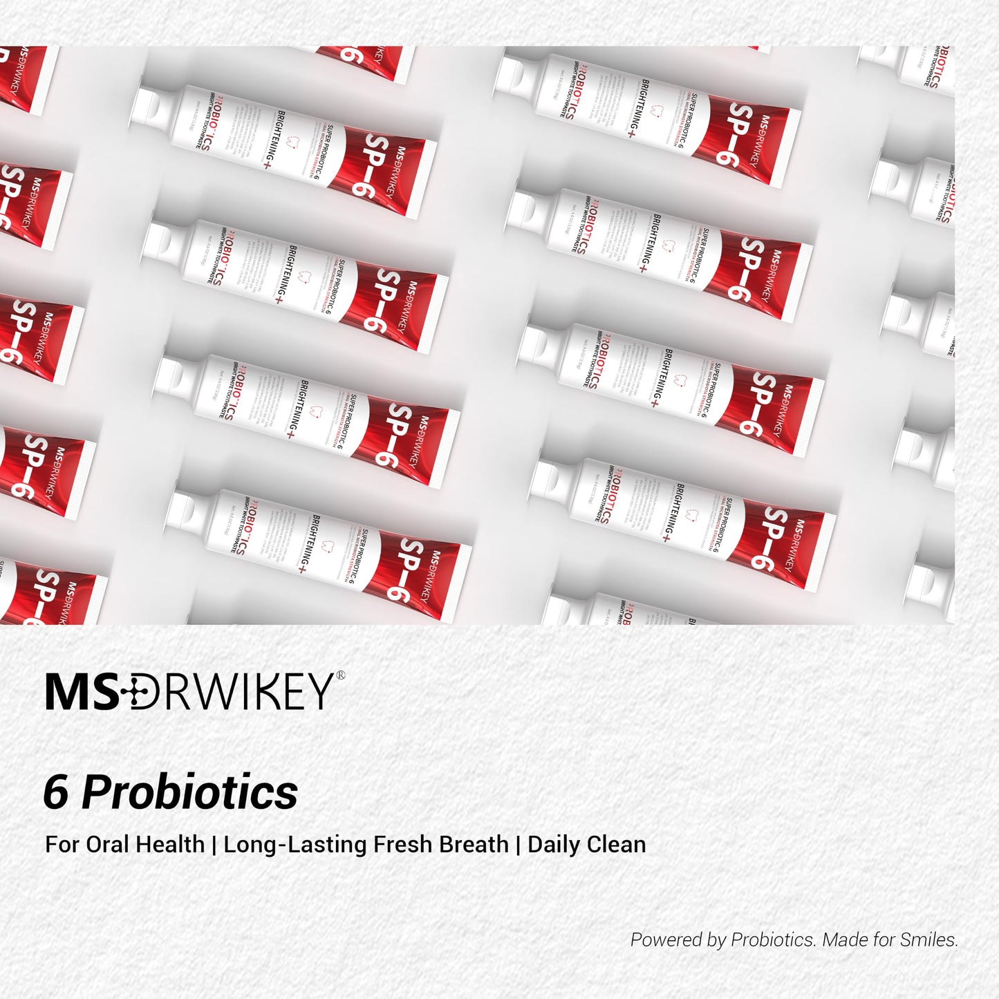 MSDRWIKEY SP-6 Probiotic Whitening Toothpaste - Enhanced Formula with 6 Probiotics for Teeth Whitening and Gum Health - Enamel-Safe, Fluoride-Free, Fresh Mint Flavor, 4.6oz (3)
