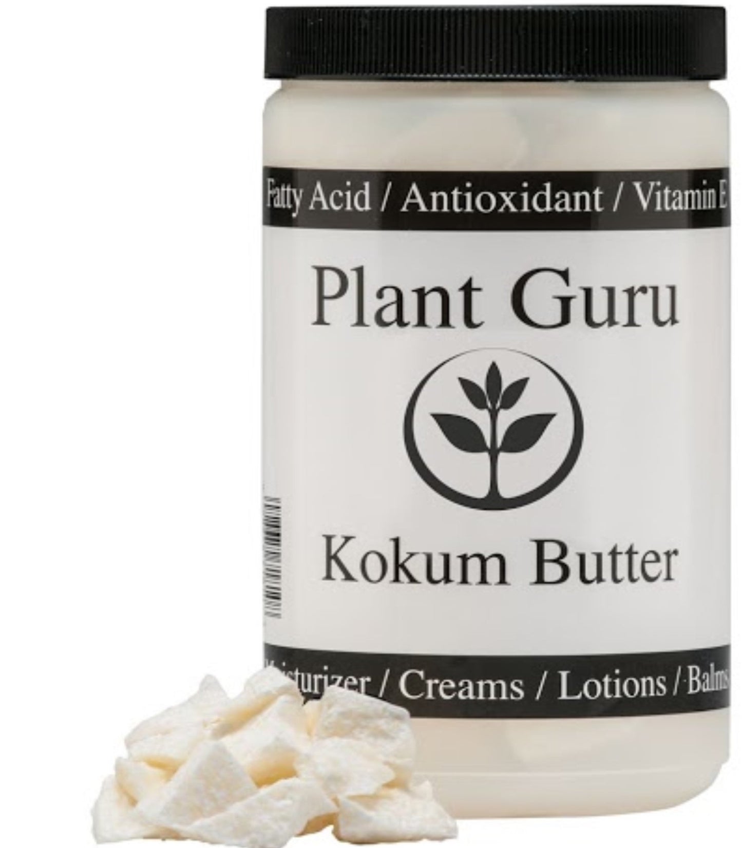 Plant Guru Raw Kokum Butter 16 oz. / 1 lb. 100% Pure Natural - Great for Skin, Body and Hair Moisturizer, DIY Creams, Balms, Lotions and Soap Making. (HDPE Food Grade Jar)