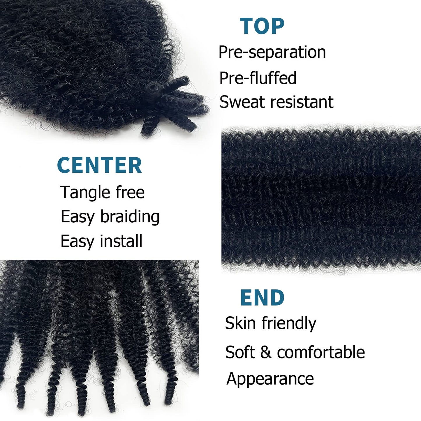 Springy Afro Twist Hair 36 Inch 8 Packs 1B Marley Hair Pre-fluffed Spring Twist Hair Twisted Up Kinky Twist Cuban Twist Crochet Hair Pre-separated Braiding Hair For Black Women (36inch, 1b, 8packs)