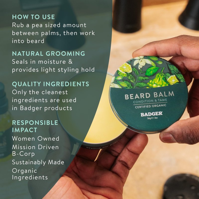 Badger Beard Grooming Kit, Organic Beard Oil Bottle + Organic Beard Balm Tin, Subtle Masculine Scent, Organic Mens Beard Care for Healthy Beard Growth, 2-Pack
